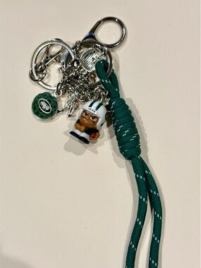 New York Jets Keychain Charm with Green Paracord with teeny mate